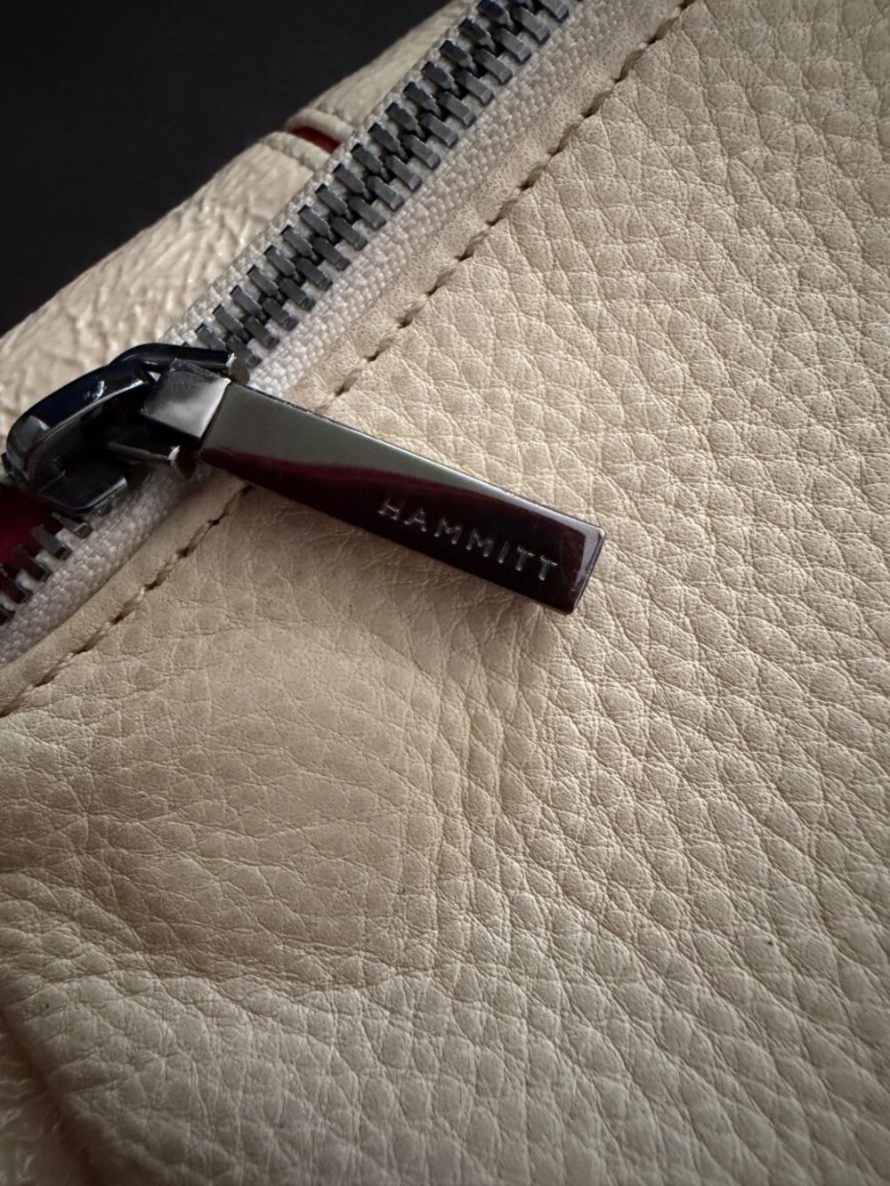 Hammitt VIP Satchel Cream Textured Leather Shoulder Bag With Stud Accents & Remo - Picture 9 of 13